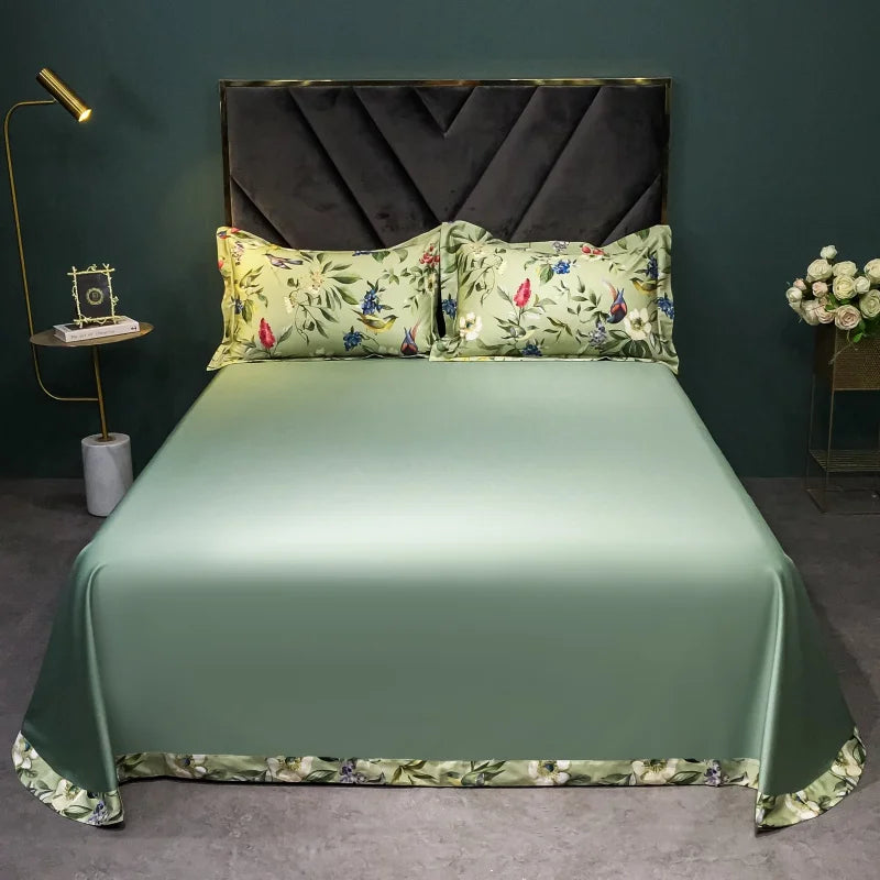 DecorBites™ 1400TC Egyptian Cotton Bird Floral Bedding Set - Luxury 4Pcs
