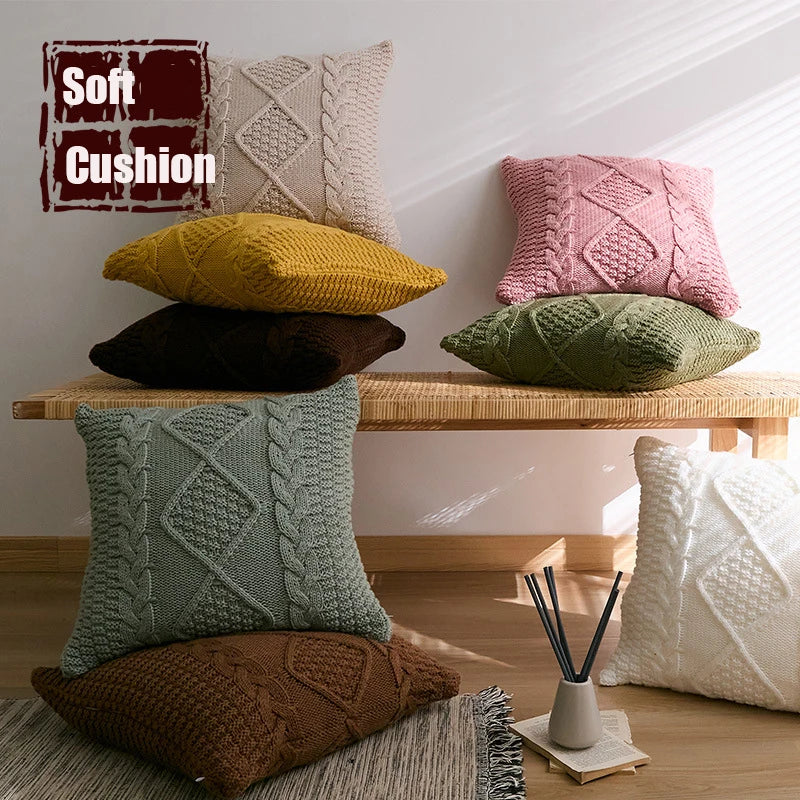 DecorBites™ Housse de Coussin en Tricot Losange : Housse de Coussin Décorative Super Douce pour la Maison