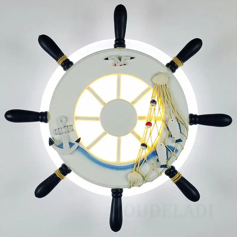 DecorBites™ مصباح حائط دفة سفينة LED للأطفال - ديكور البحر الأبيض المتوسط بطابع المحيط