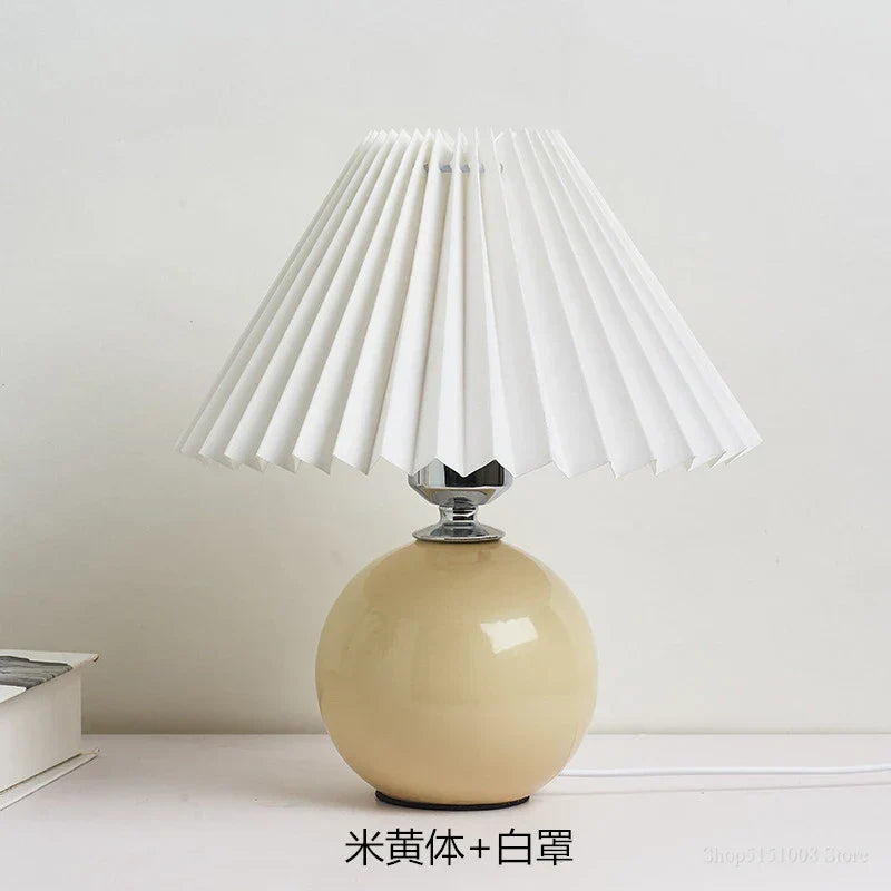 Lampes de table japonaises DecorBites™ en céramique Abat-jour plissé pour salon Éclairage chaleureux pour chambre