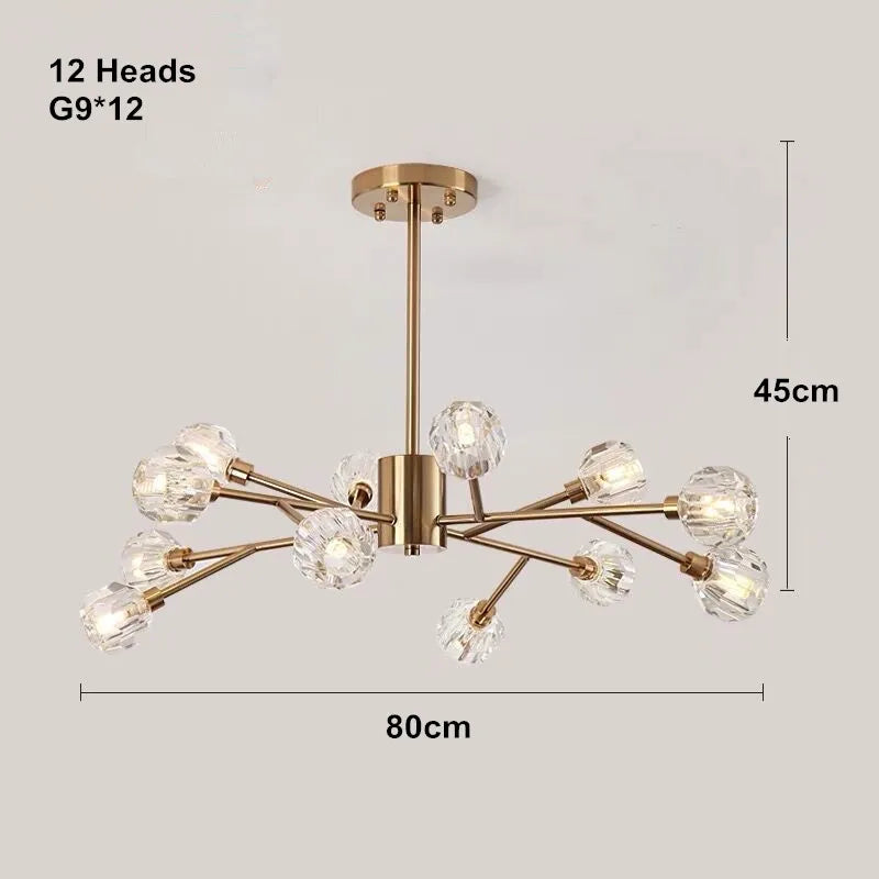 DecorBites™ Crystal LED Chandelier: Modern Nordic Design Copper Ceiling Light Fixture