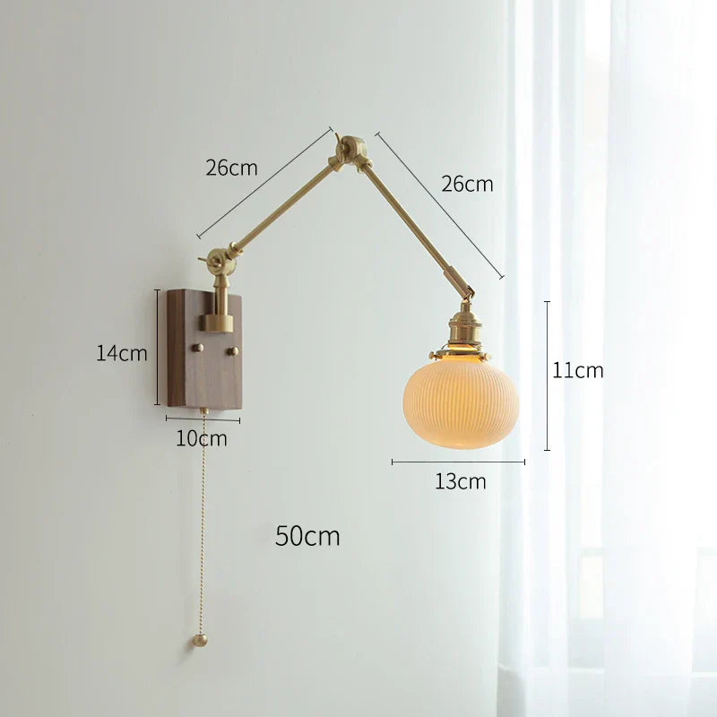 DecorBites™ Copper Swing Arm Wall Lamp Sconce - LED Wall Light for Bedroom Living Room