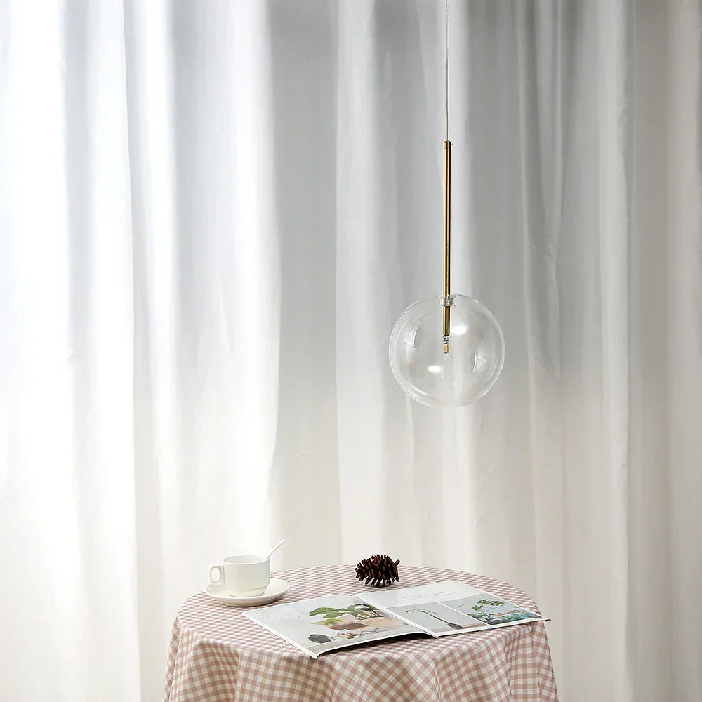 DecorBites™ مصابيح متدلية ذهبية زجاجية كروية لغرفة الطعام والمطبخ