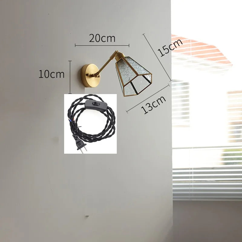 أضواء حائط LED زجاجية خضراء DecorBites™ مع مفتاح سلسلة سحب، لمسة نهائية نحاسية