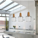 Nordic Glass and Wood Pendant Light