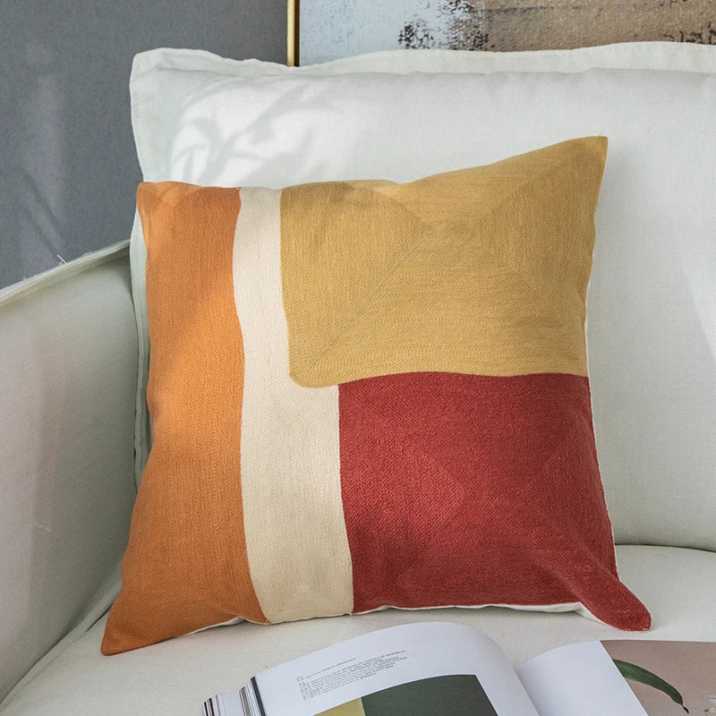 DecorBites™ Geometric Cushion Cover 45x45cm Soft Embroidered Pillow Case for Home Decor