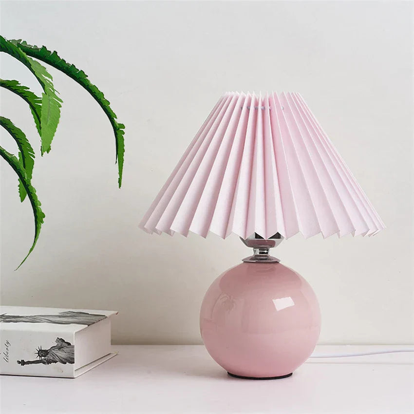 Lampes de table japonaises DecorBites™ en céramique Abat-jour plissé pour salon Éclairage chaleureux pour chambre