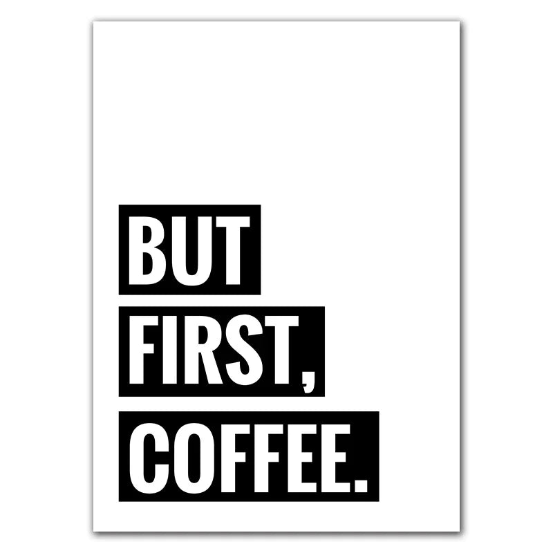 DecorBites™ "Awakened Aromas" Canvas Print - Nordic Black & White Coffee Quotes