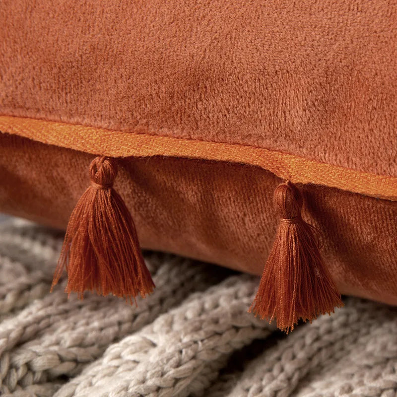 DecorBites™ Fringed Tassel Velvet Pillowcase 50x50cm/30x50cm in Popular Light Colors