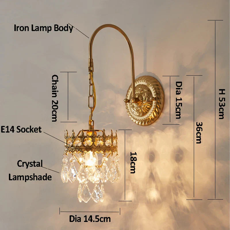 مصباح جداري كريستالي من DecorBites™: إضاءة فاخرة لغرفة النوم، غرفة المعيشة، الفندق، المقهى، والردهة