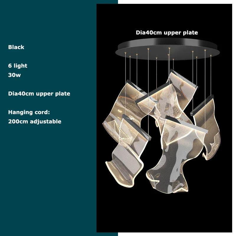 DecorBites™ Golden Love Paper Chandelier: Postmodern LED Designer Lighting for Foyer