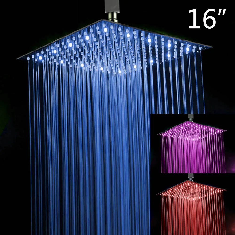 DecorBites™ 20 Inch Super Slim Matte Black Square Rain Shower Head by Stainless Steel
