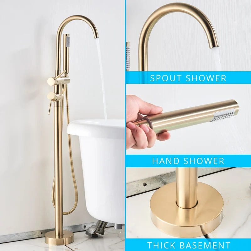 DecorBites™ Black Dual Handle Freestanding Bathtub Faucet Set Floor Standing Bath Mixer Tap
