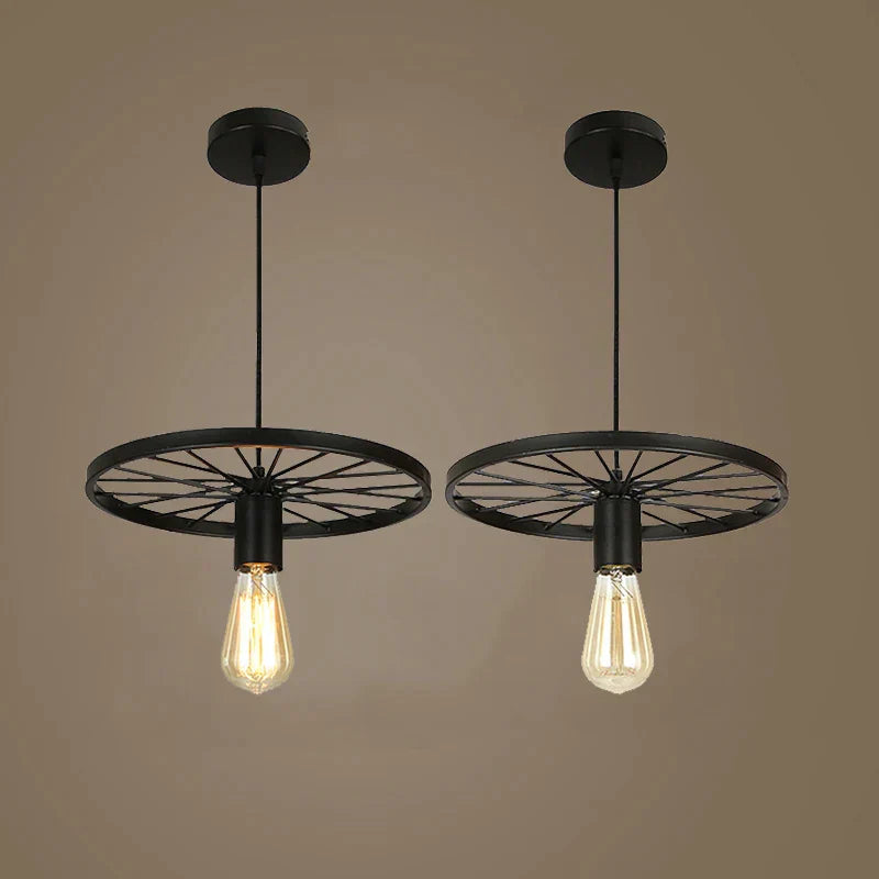 DecorBites™ Iron Wheel Chandelier | Retro Loft Industrial Pendant Light for Dining Room