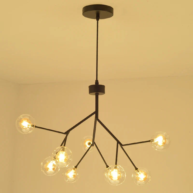 DecorBites™ Heracleum Firefly Glass Ball Chandelier: Gold Luxury Lighting for Dining Kitchen Staircase