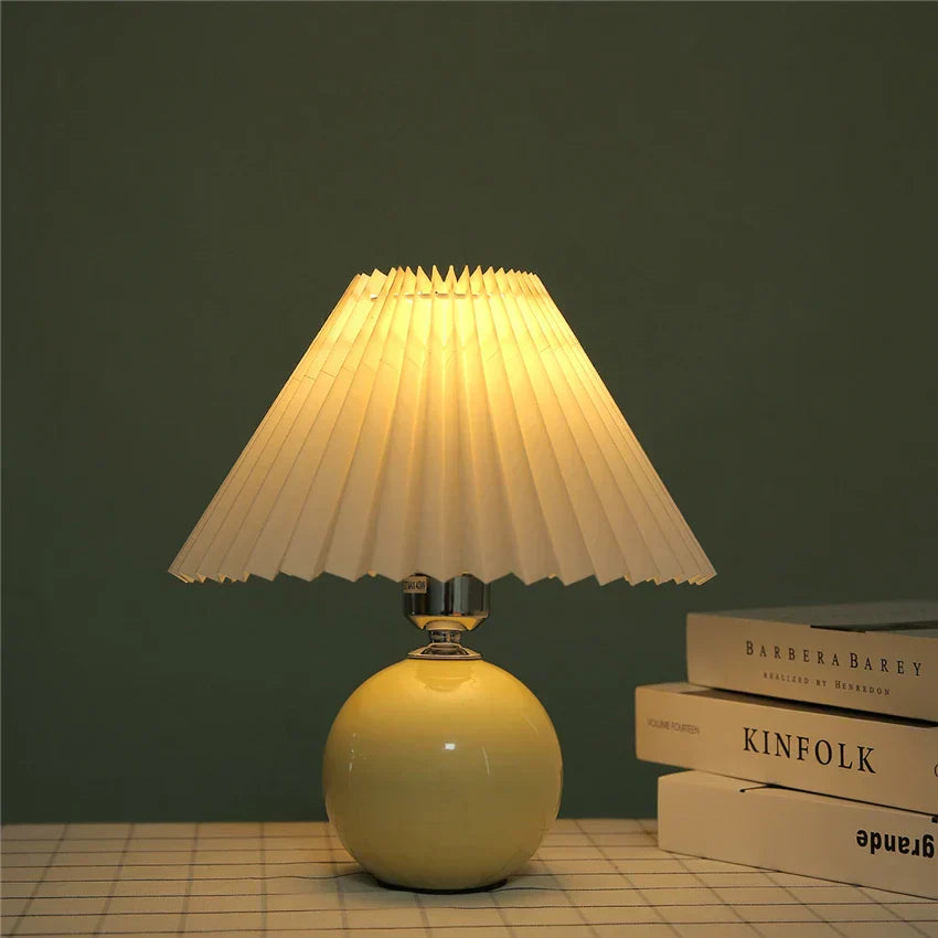 Lampes de table japonaises DecorBites™ en céramique Abat-jour plissé pour salon Éclairage chaleureux pour chambre