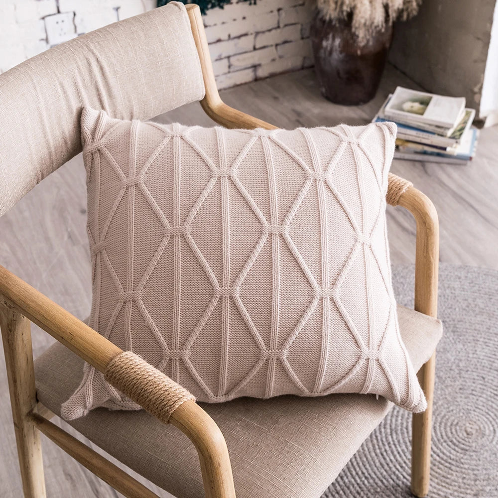 DecorBites™ Knit Cushion Cover 45x45cm Nordic Style Home Decoration Brown Grey IvoryiscowayReversible