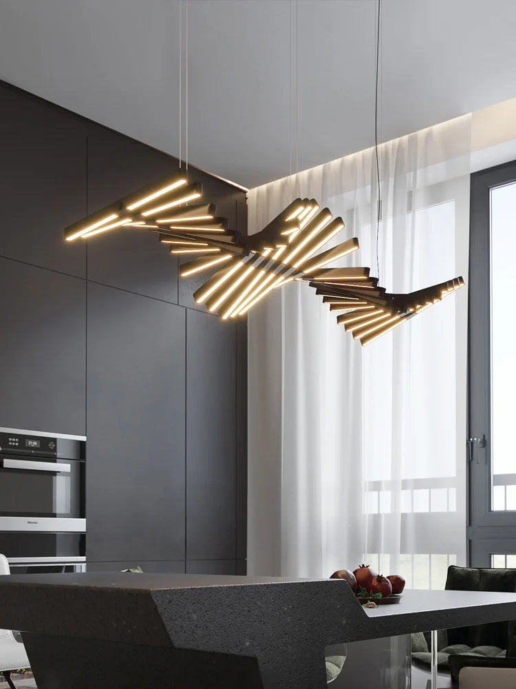 ثريا DecorBites™ Linear Fishbone: إضاءة غرفة الطعام والمكتب وغرفة المعيشة على الطراز الاسكندنافي البسيط
