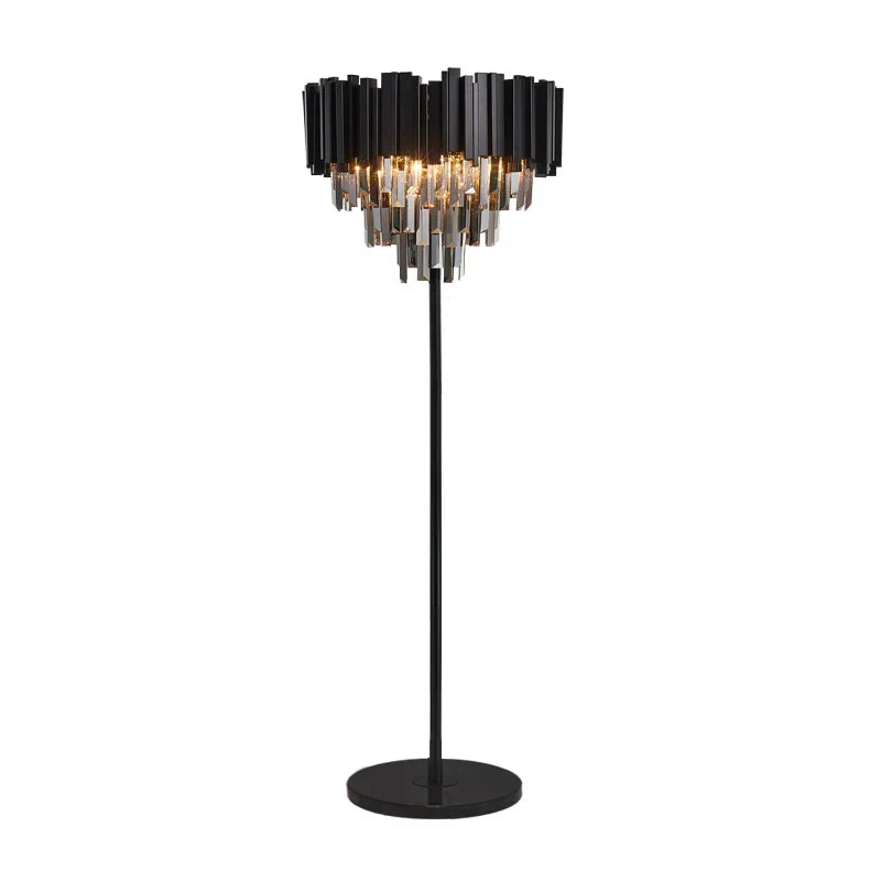 DecorBites™ Crystal Marble LED Floor Lamp - Art Deco Golden Black Stainless Steel
