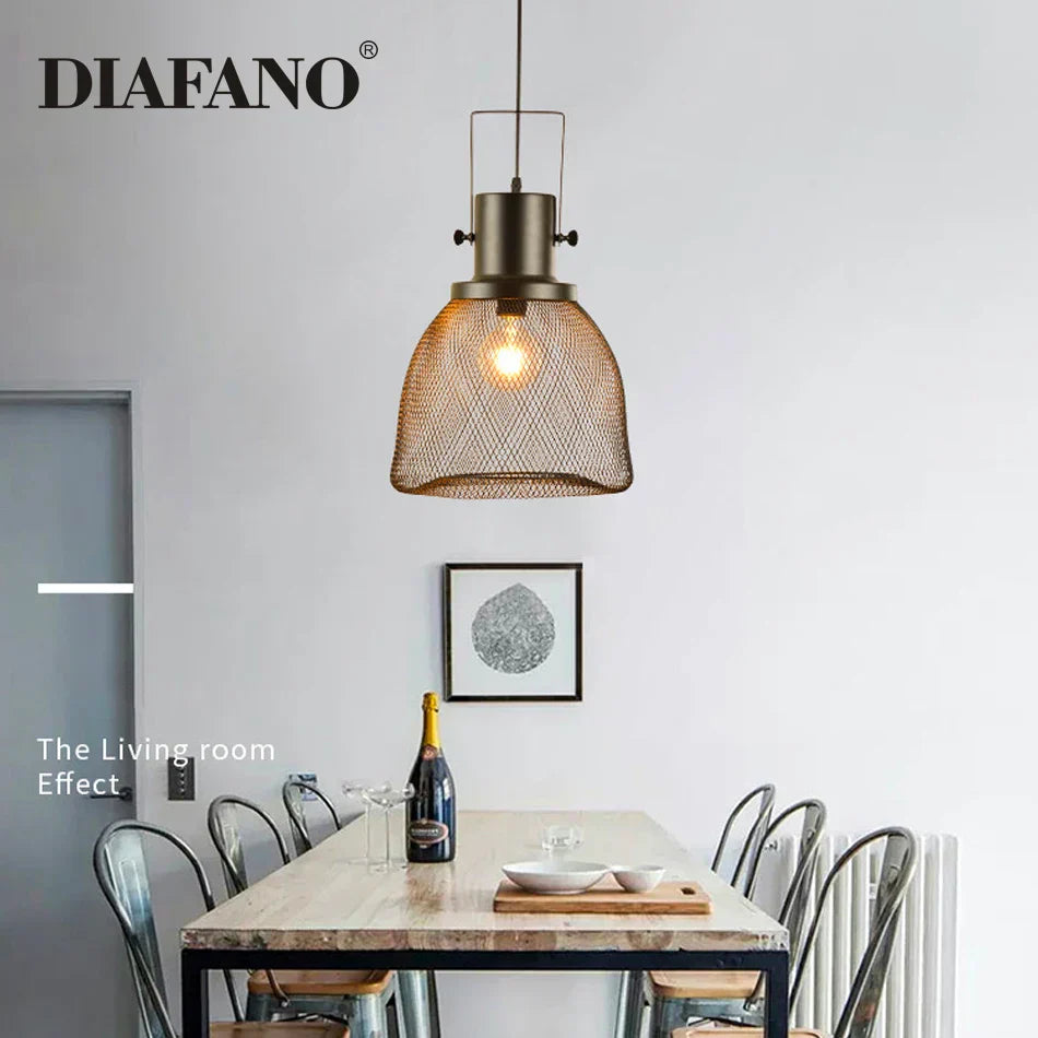 DecorBites™ Cage Pendant Light: Nordic LED Minimalist Industrial Dining Lamp