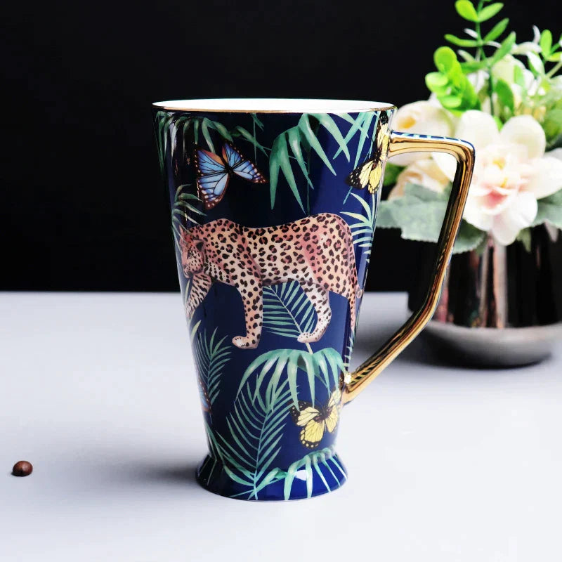 DecorBites™ Jungle Animals Bone China Coffee Mug Set for Tea Lovers and Office Use
