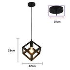 Vintage Black Geometric Iron Pendant Light