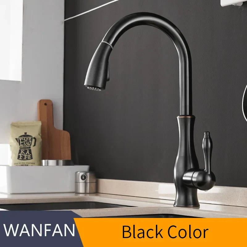 DecorBites™ Gold Single Handle Pull Out Kitchen Faucet Swivel Water Mixer Tap 866011