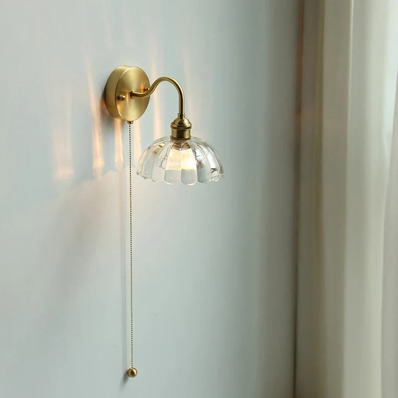 أضواء جدارية زجاجية ونحاسية LED DecorBites™ مع مفتاح بسلسلة سحب لمرآة غرفة نوم المنزل والحمام