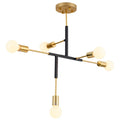 DecorBites™ Cross Style 5-Head Pendant Light in Gold and Black Finish for Modern Home Decor