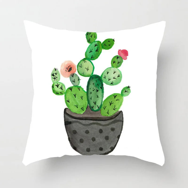 DecorBites™ Green Leaves Decorative Throw Pillowcase 45*45cm for Sofa Home Decor