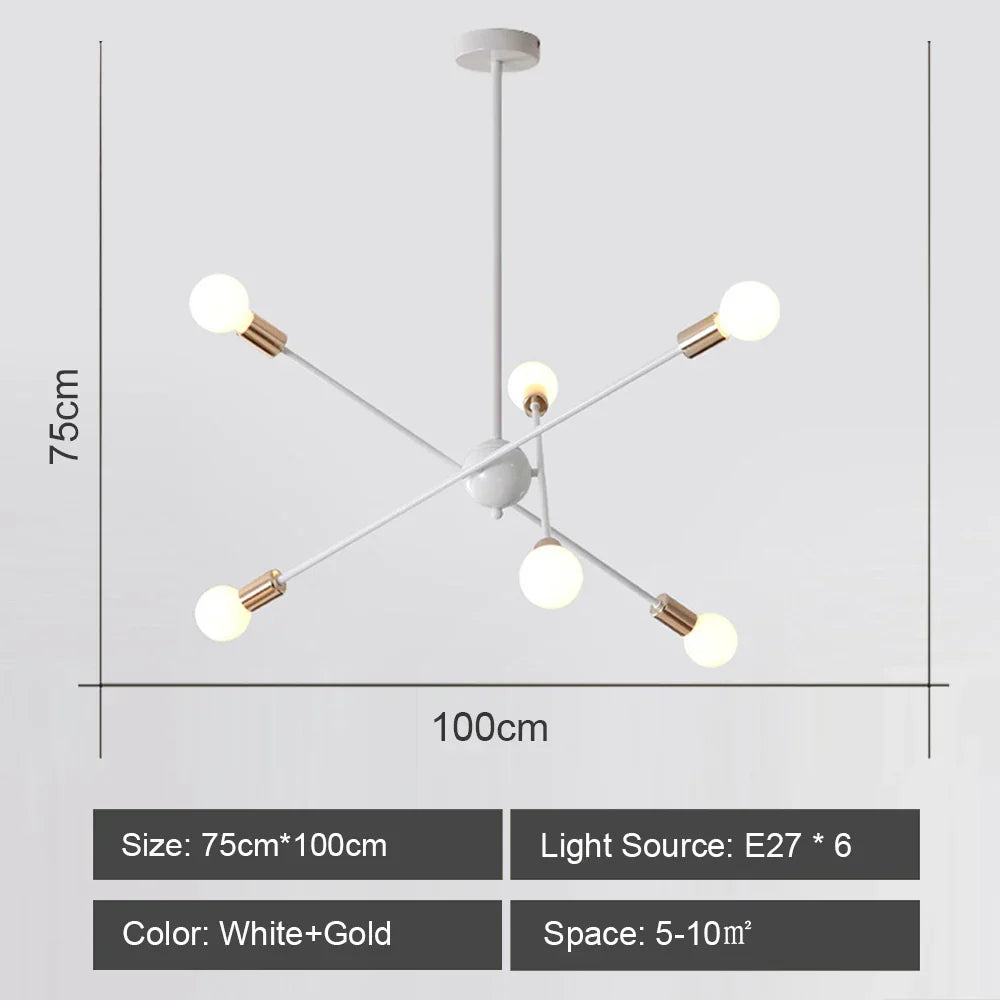 ثريا السقف LED من DecorBites™: تصميم سبوتنيك عصري وصناعي لغرفة المعيشة وغرفة النوم