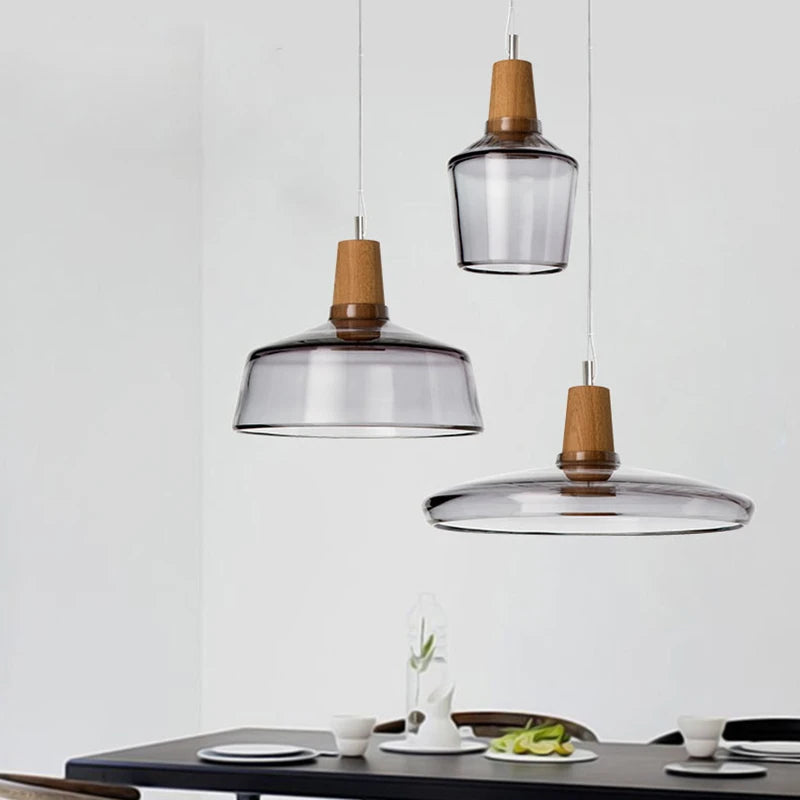 Nordic Glass and Wood Pendant Light