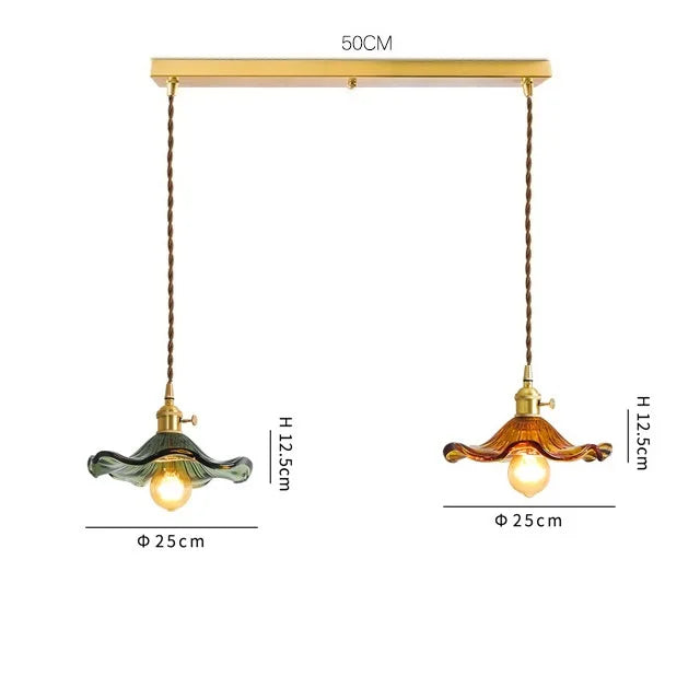 مصباح معلق DecorBites™ الزجاجي الأخضر: مصباح LED متدلي عصري لغرفة المعيشة والطعام