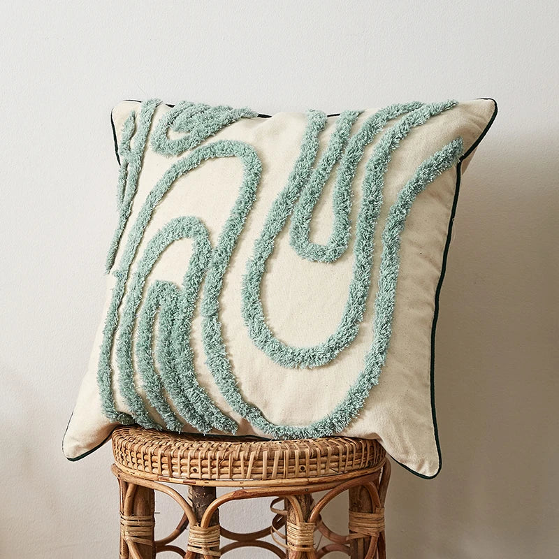 DecorBites™ Geometric Embroidery Tassel Cushion Case 45x45cm Home Decor Pillow Case