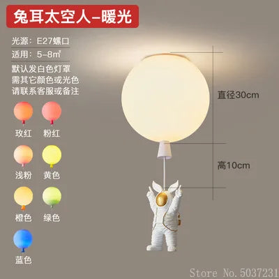 مصباح سقف LED على شكل بالون فضاء للأطفال من DecorBites™ - ديكور كرتوني إبداعي على الطراز الاسكندنافي