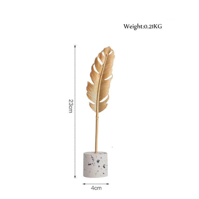 زينة DecorBites™ على شكل أوراق ذهبية على قاعدة رخامية - حرف يدوية معدنية إبداعية لديكور المنزل