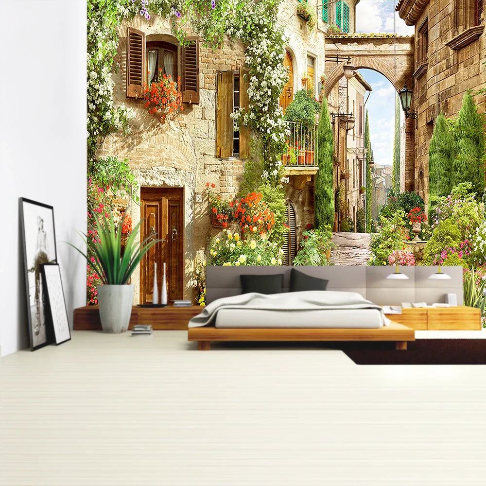DecorBites™ Green Plant Landscape Tapestry | Boho Wall Hanging for City Castle Hill