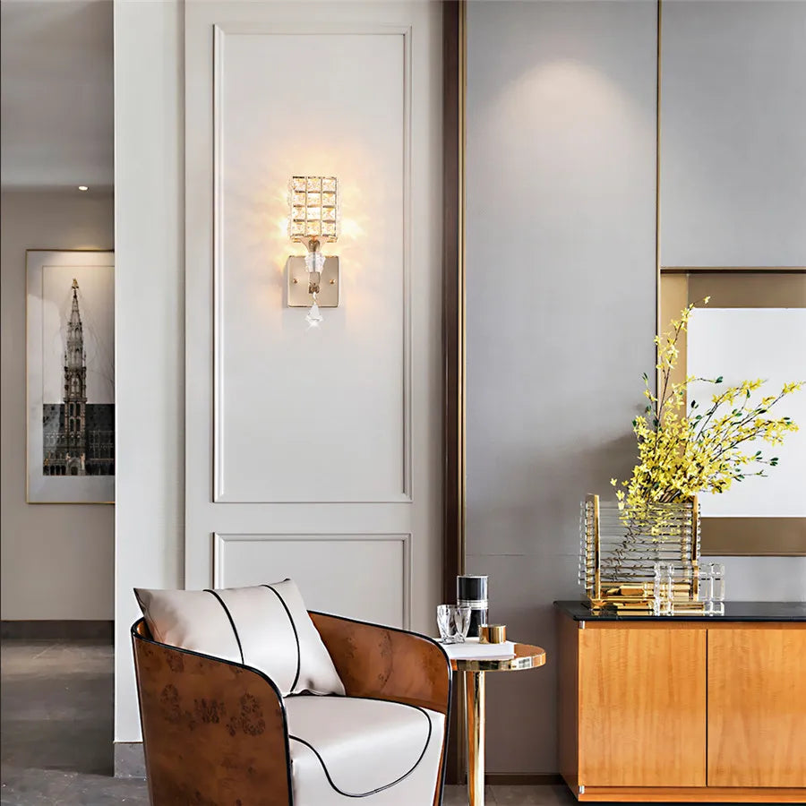 DecorBites™ Crystal Wall Sconce: Retro Luxury for Living Room, Balcony, or Aisle Lighting