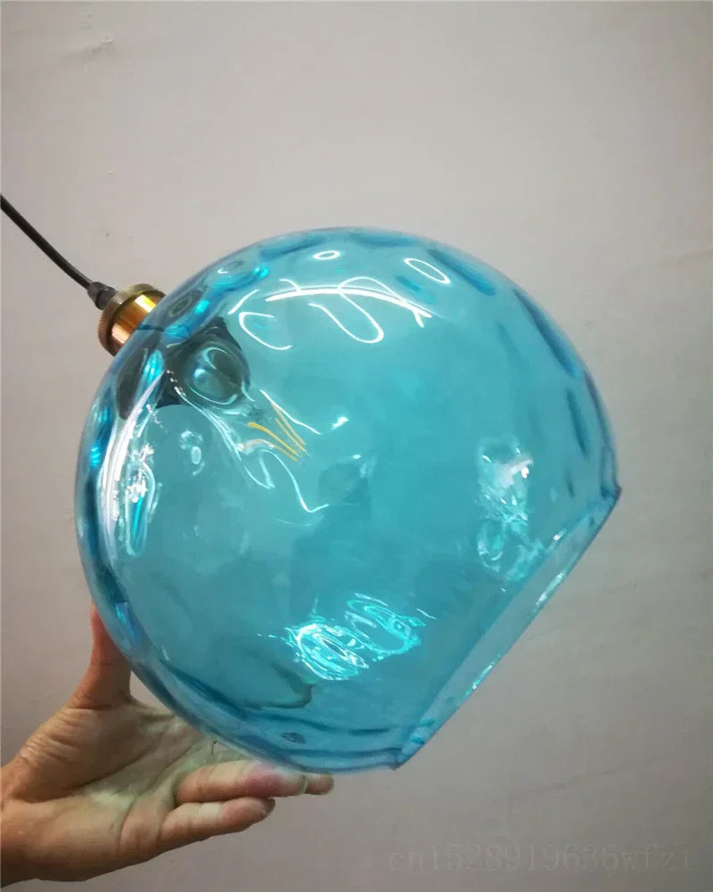 DecorBites™ Blue Glass Ball LED Pendant Lights for Modern Living Room and Kitchen Decor