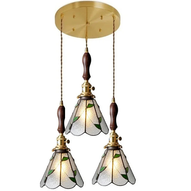 DecorBites™ مصباح معلق نحاسي زجاجي مع مفتاح خشبي: مصباح LED إسكندنافي حديث معلق