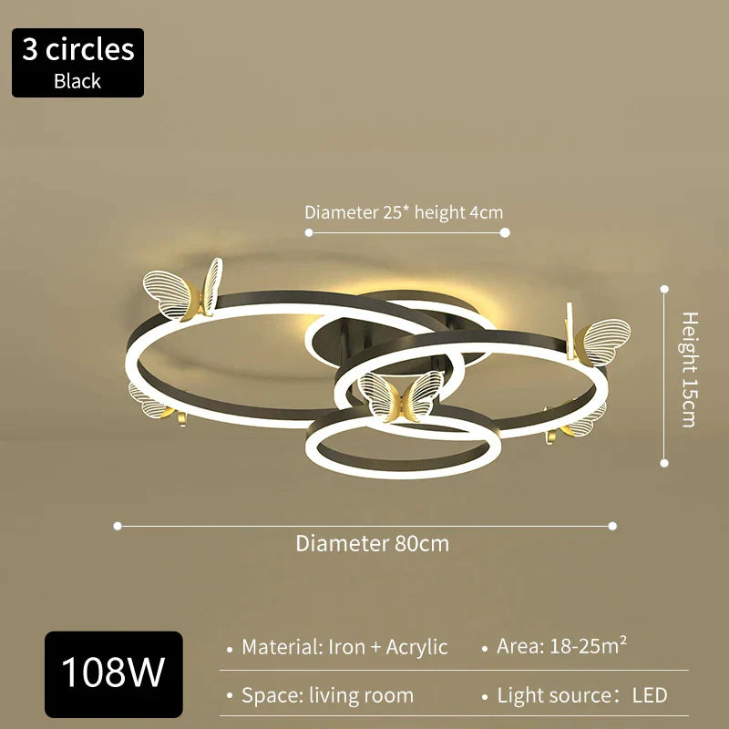 مصباح سقف الفراشة LED الفاخر DecorBites™: أجواء عصرية ومشرقة وأنيقة