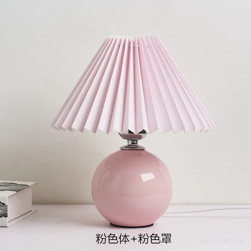 Lampes de table japonaises DecorBites™ en céramique Abat-jour plissé pour salon Éclairage chaleureux pour chambre