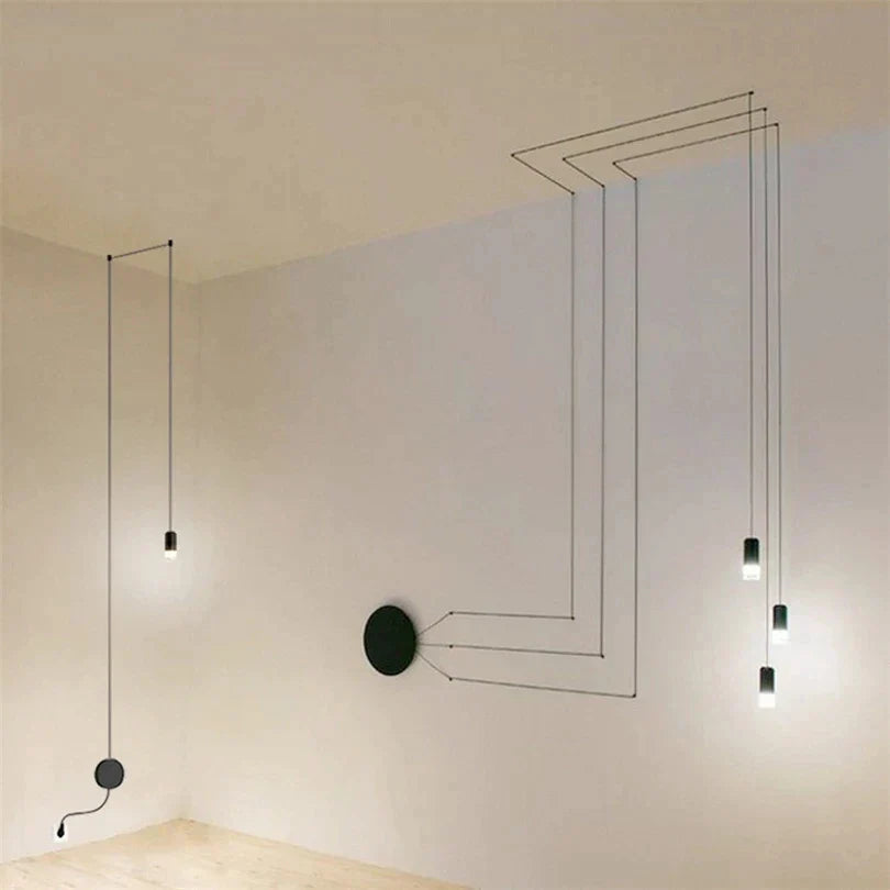 DecorBites™ Industrial Iron Art LED Pendant Light - Black Minimalist Wall Lamp