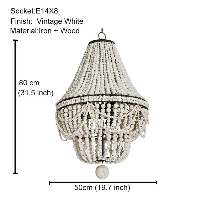 DecorBites™ French Country Wood Bead Chandelier: 3/5 Lights Princess Decorative Hanging Fixture
