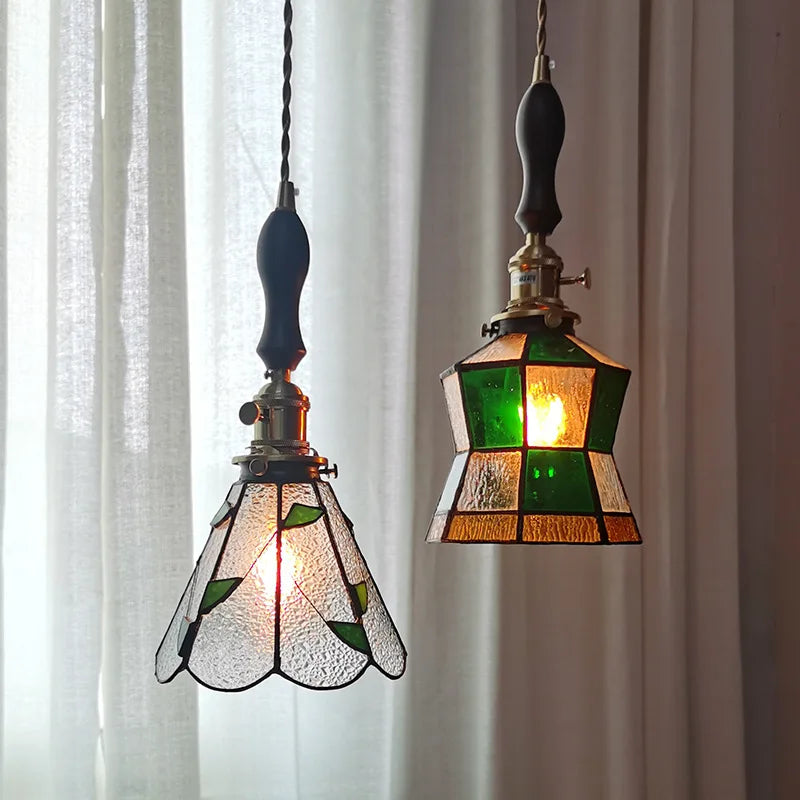 DecorBites™ مصباح معلق نحاسي زجاجي مع مفتاح خشبي: مصباح LED إسكندنافي حديث معلق