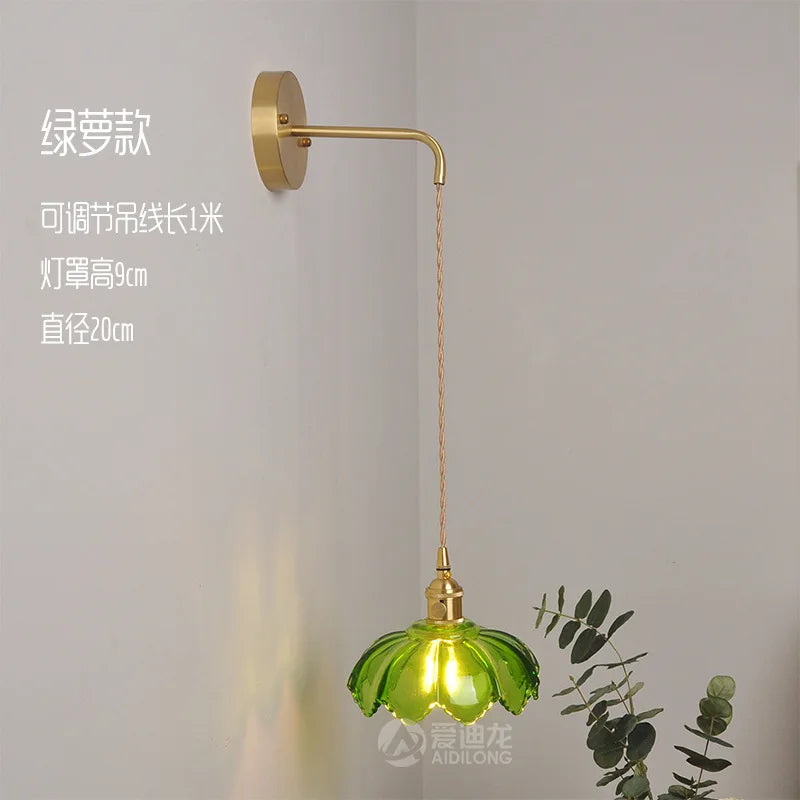 مصباح معلق DecorBites™ من الزجاج الأخضر - مصابيح متدلية نحاسية حديثة على الطراز الاسكندنافي لغرفة النوم، البار، المطعم