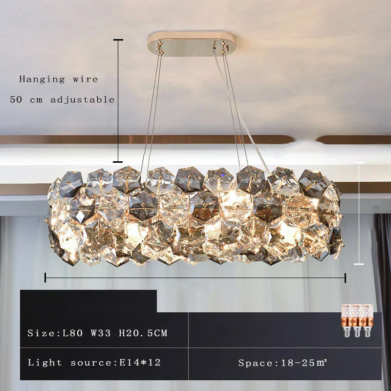 DecorBites™ Crystal Wrought Iron Chandelier: Creative Dining & Living Room Suspension Light