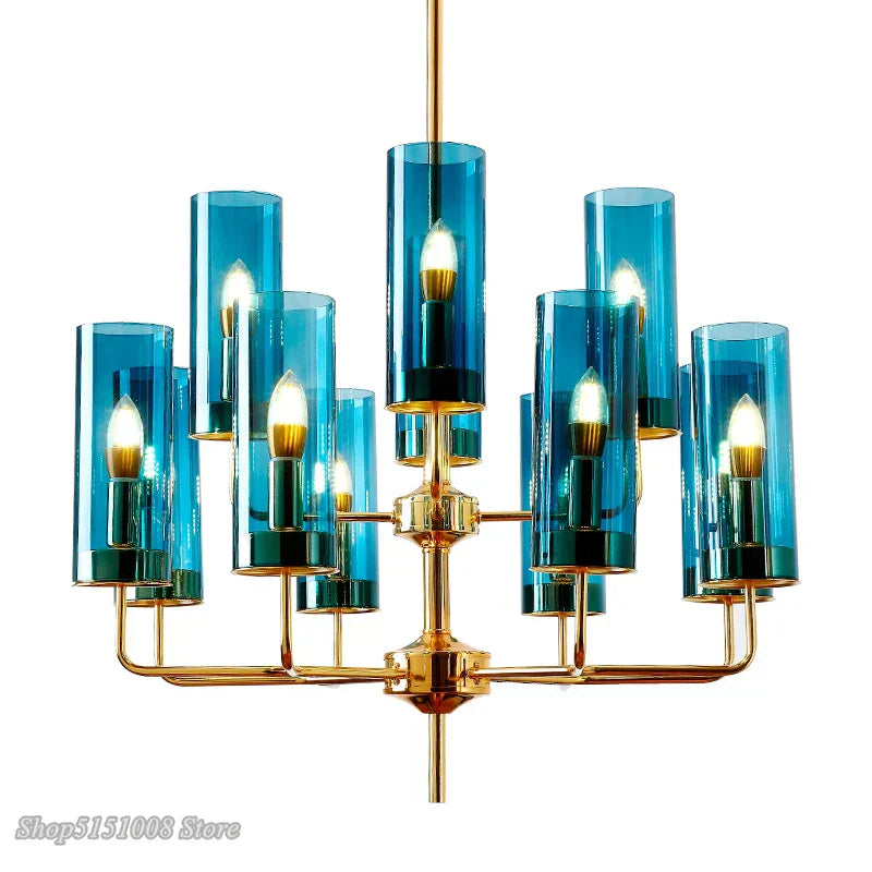 DecorBites™ Glass Chandelier: Luxury Nordic LED Hanging Lamp for Living Room, Dining Room, Bedroom