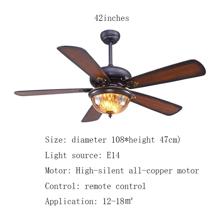 DecorBites™ 52-inch Tiffany Ceiling Fan Light with Remote Control and Wood Leaf Design