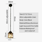 Black European Outdoor Lantern Pendant Light